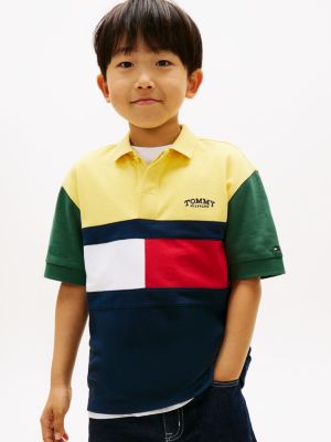 Kids' Colorblock Rugby Polo, Yellow Colorblock