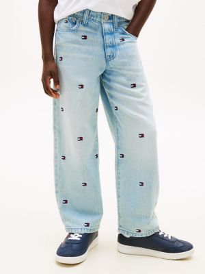 Детские джинсы Tommy Hilfiger Kids' Allover Wavy Flag Logo Baggy Jean — фото 2