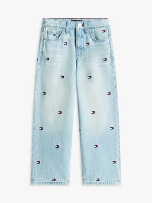 Детские джинсы Tommy Hilfiger Kids' Allover Wavy Flag Logo Baggy Jean — фото 6