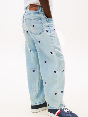 Детские джинсы Tommy Hilfiger Kids' Allover Wavy Flag Logo Baggy Jean — фото 3