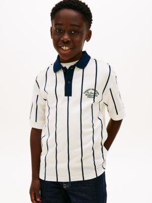 Kids' Stripe Tommy Polo, Ancient White
