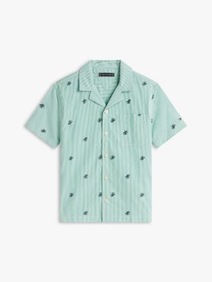 Детские рубашки Tommy Hilfiger Kids' Monogram Logo Striped Camp Shirt — фото 5