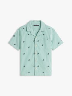 Kids' Monogram Logo Striped Camp Shirt — Jade 5