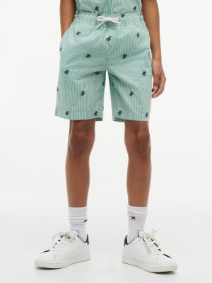 Kids' Monogram Logo Striped Short, Jade Wink