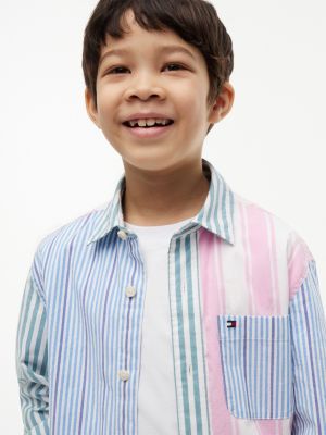 Детские рубашки Tommy Hilfiger Kids' Multistripe Stretch Poplin Shirt — фото 3