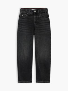 Kids' Black Wash Barrel Jean — Black Denim 5