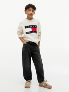 Kids' Black Wash Barrel Jean — Black Denim 2