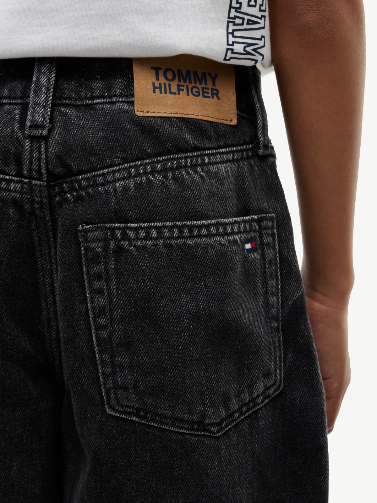 Kids' Black Wash Barrel Jean — Black Denim