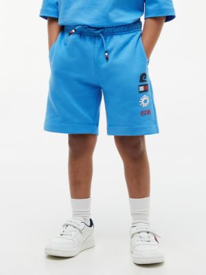 Kids' Sun & Wave Logo Sweatshort, Copenhagen Blue