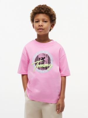 Kids' Tommy Surf Graphic T-Shirt, Pink Daisy