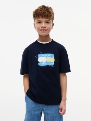 Kids' Tommy Graffiti Logo T-Shirt, Dark Night Navy