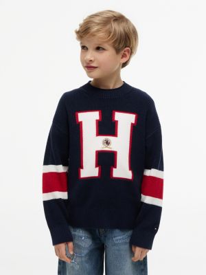 Kids' Varsity H Logo Sweater, Dark Night Navy