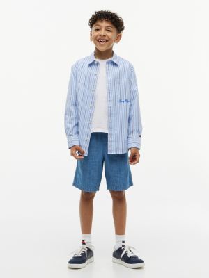 Детские рубашки Tommy Hilfiger Kids' Striped Stretch Poplin Shirt — фото 2