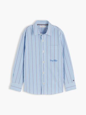 Детские рубашки Tommy Hilfiger Kids' Striped Stretch Poplin Shirt — фото 5