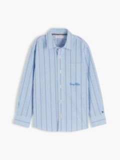 Kids' Striped Stretch Poplin Shirt — Copenhagen Blue Stripe 5