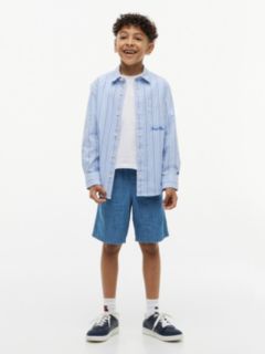 Kids' Striped Stretch Poplin Shirt — Copenhagen Blue Stripe 2