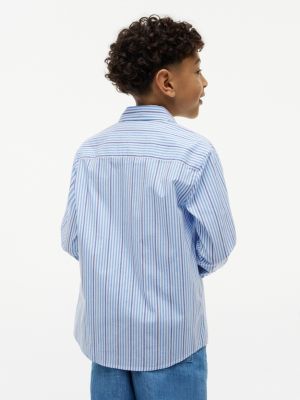 Детские рубашки Tommy Hilfiger Kids' Striped Stretch Poplin Shirt — фото 4