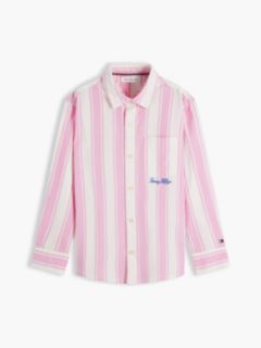 Kids' Striped Stretch Poplin Shirt — Pink Daisy Stripe 5