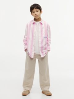 Kids' Striped Stretch Poplin Shirt — Pink Daisy Stripe 2