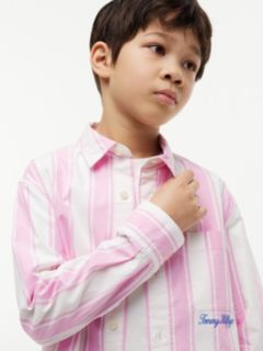 Kids' Striped Stretch Poplin Shirt — Pink Daisy Stripe 3