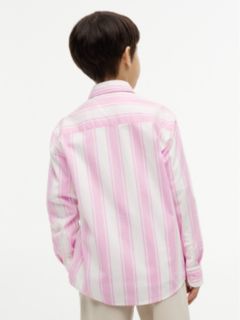 Kids' Striped Stretch Poplin Shirt — Pink Daisy Stripe 4