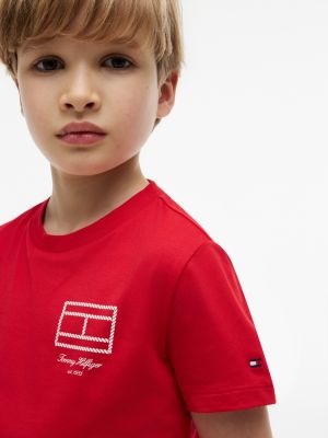 Детские футболки Tommy Hilfiger Kids' Flag Outline Graphic T-Shirt — фото 3