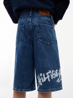 Kids' Graffiti Print Baggy Denim Short — Light Denim 3