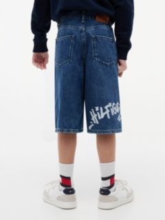 Kids' Graffiti Print Baggy Denim Short — Light Denim 4