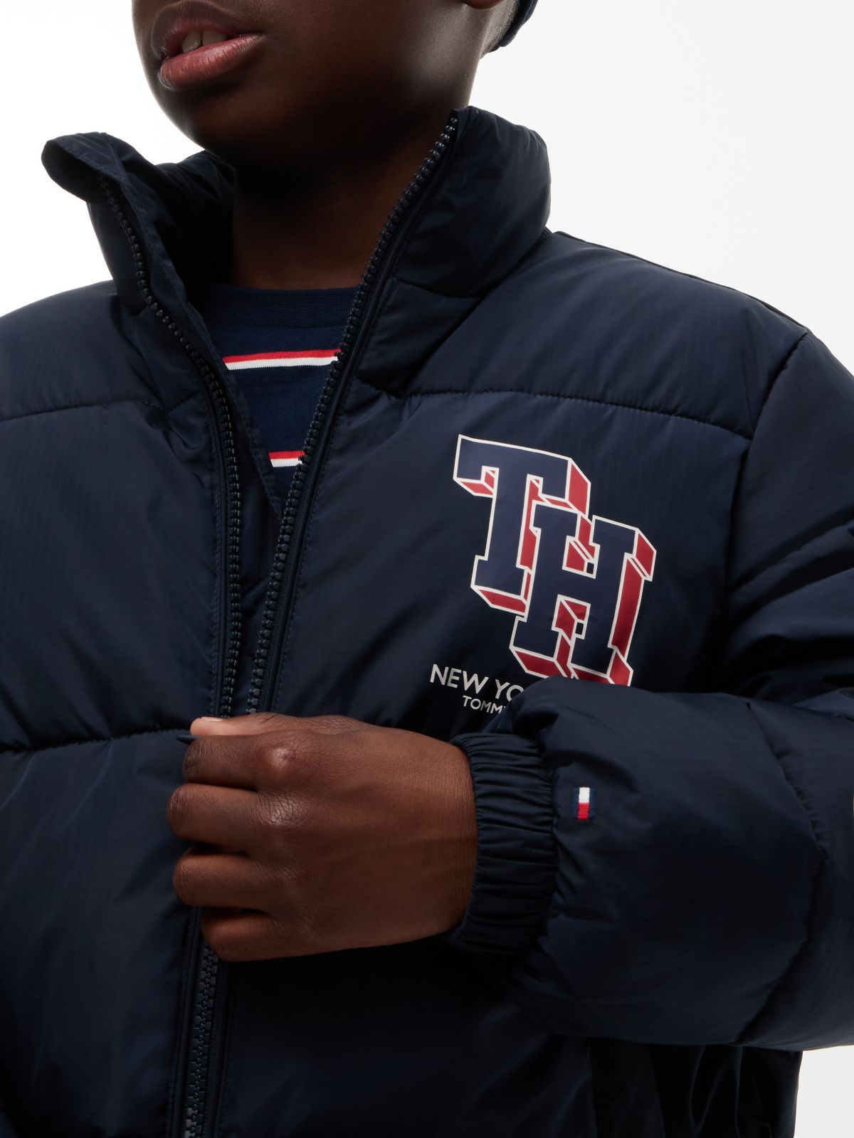 Kids' Multi-Logo Water-Resistant Puffer — Dark Blue