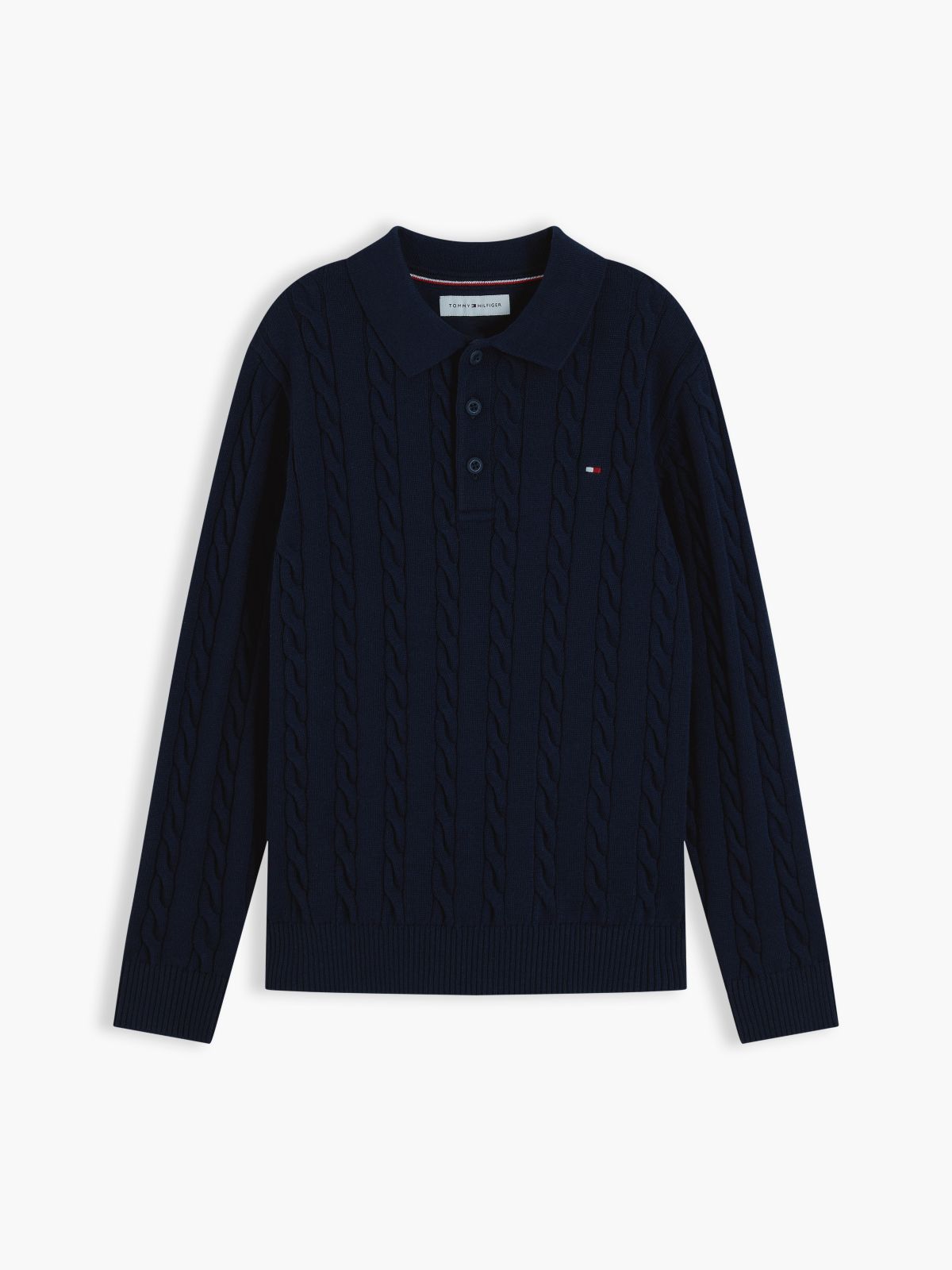 Kids' Cable Knit Sweater Polo — Dark Blue