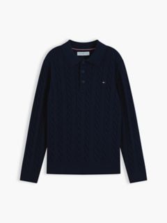 Kids' Cable Knit Sweater Polo — Dark Blue 5