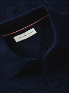 Kids' Cable Knit Sweater Polo — Dark Blue 6