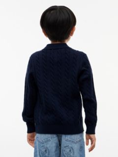Kids' Cable Knit Sweater Polo — Dark Blue 4