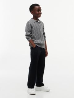 Kids' Cable Knit Sweater Polo — Medium Grey Heather 2