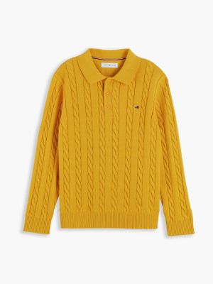 Детские свитеры Tommy Hilfiger Kids' Cable Knit Sweater Polo — фото 4