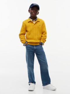 Kids' Cable Knit Sweater Polo — Countryside Yellow 2