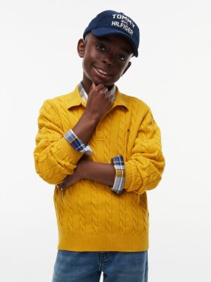 Kids' Cable Knit Sweater Polo, Countryside Yellow