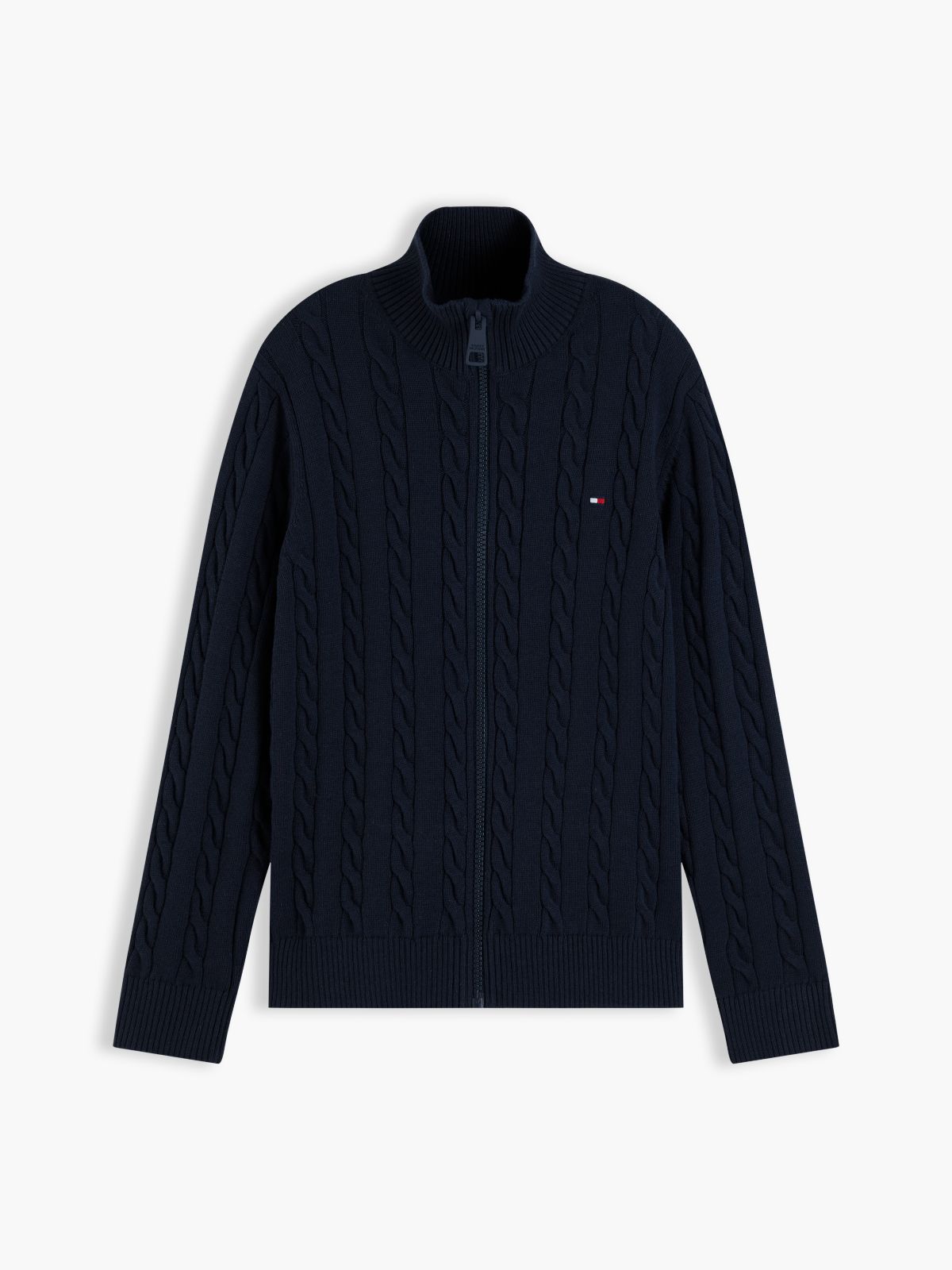 Kids' Cable Knit Zip Cardigan — Dark Blue