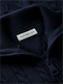 Kids' Cable Knit Zip Cardigan — Dark Blue 6