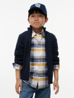 Kids' Cable Knit Zip Cardigan — Dark Blue 1