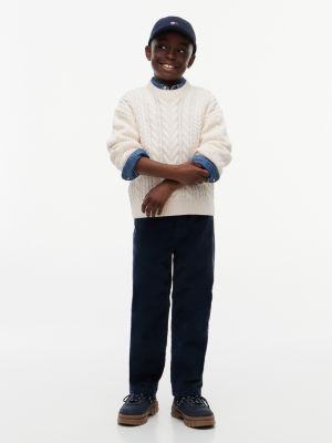 Детский свитер Tommy Hilfiger Tommy Logo Cable Knit, цвет: Слоновая кость — фото 2