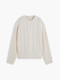 Kids' Tommy Logo Cable Knit Sweater — Ivory Petal 6