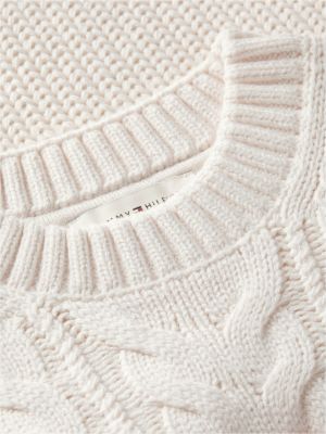 Детский свитер Tommy Hilfiger Tommy Logo Cable Knit, цвет: Слоновая кость — фото 7