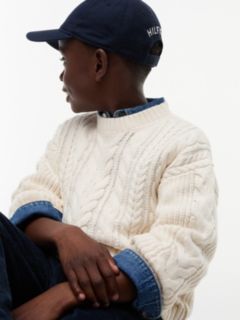 Kids' Tommy Logo Cable Knit Sweater — Ivory Petal 3