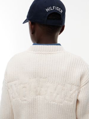 Детский свитер Tommy Hilfiger Tommy Logo Cable Knit, цвет: Слоновая кость — фото 4