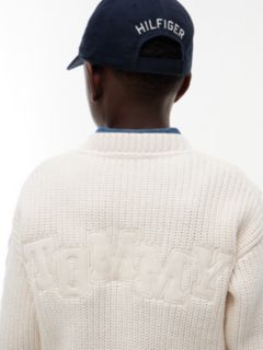 Kids' Tommy Logo Cable Knit Sweater — Ivory Petal 4