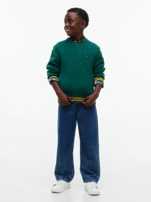 Детский свитер Tommy Hilfiger Mixed-Knit Crewneck, цвет: Зелёный — фото 2