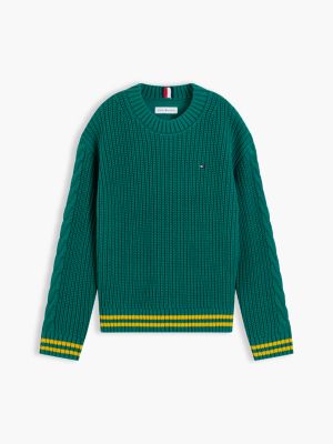 Детский свитер Tommy Hilfiger Mixed-Knit Crewneck, цвет: Зелёный — фото 6