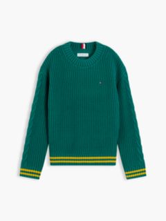 Kids' Mixed-Knit Crewneck Sweater — Rural Green 6