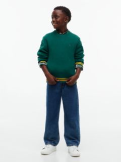 Kids' Mixed-Knit Crewneck Sweater — Rural Green 2